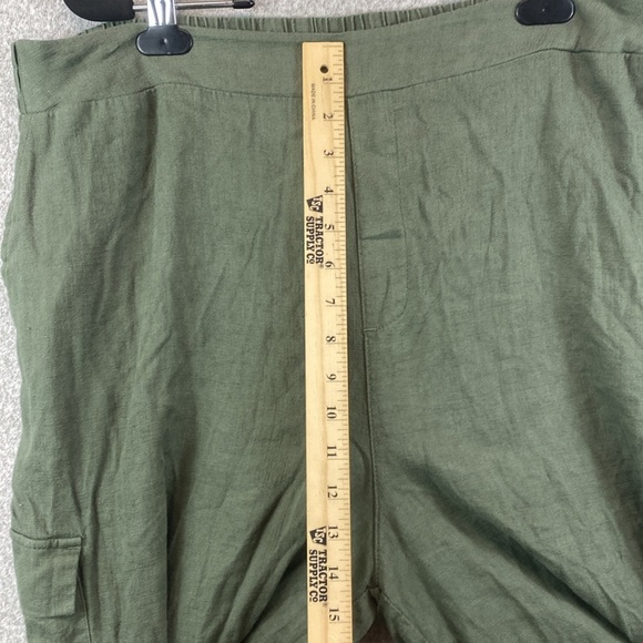 Jessica Simpson wide leg pull on cargo trouser pants XL olive green linen blend - Picture 6 of 11